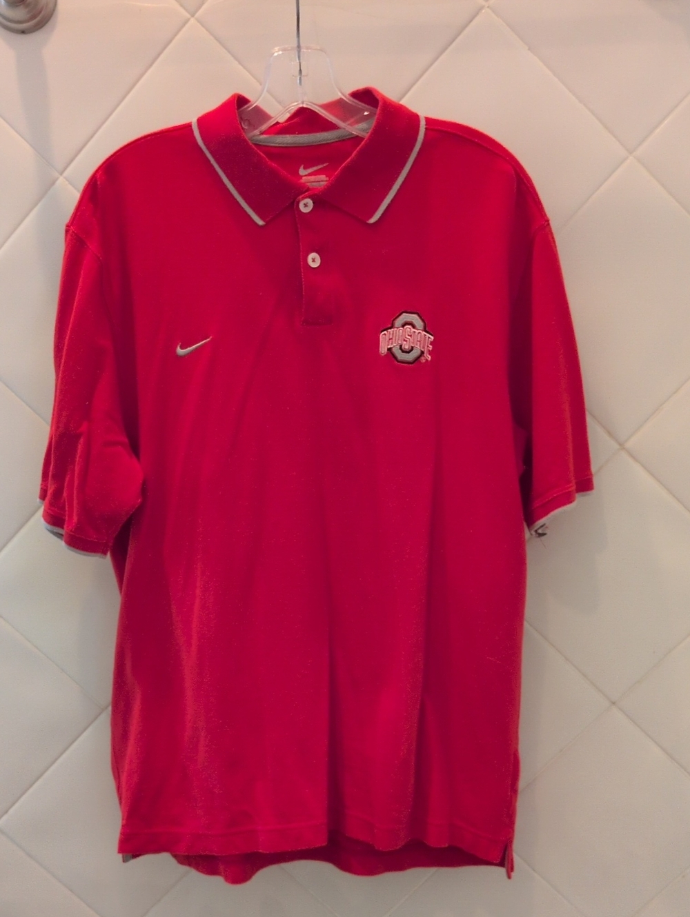 Nike Red Ohio State Men's Polo with Grey Trim